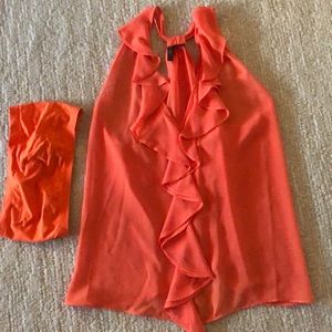 Breezy orange summer top XS